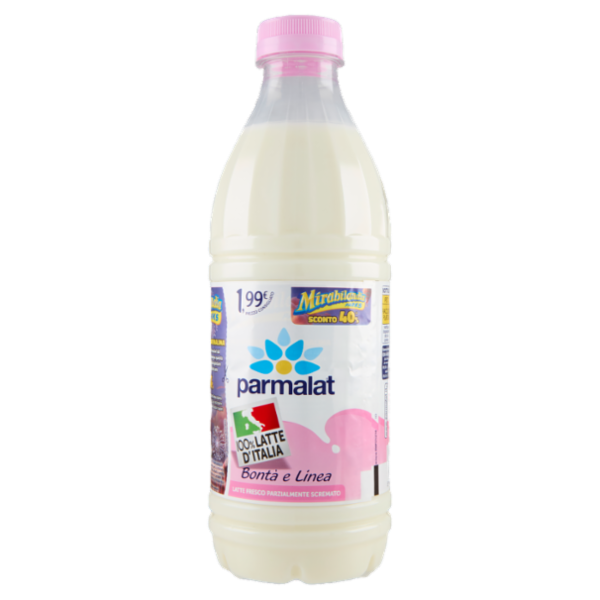 parmalat Bontà e Linea Latte Fresco Parzialmente Scremato 100% Latte d'Italia 1000 ml