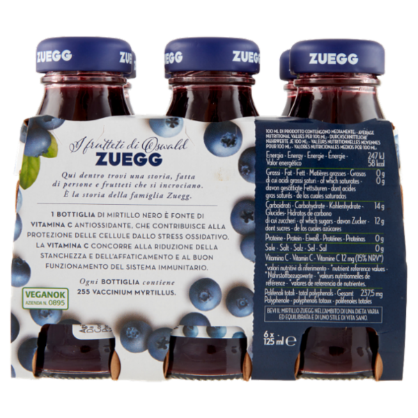 Zuegg I frutteti di Oswald Zuegg Nettare di Mirtillo Nero Selvatico 6 x 125 ml