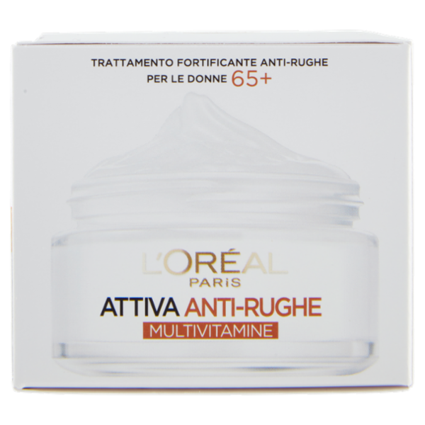 L'Oréal Paris Crema Viso Giorno e Notte Attiva Anti-Rughe, Trattamento Fortificante 65+
