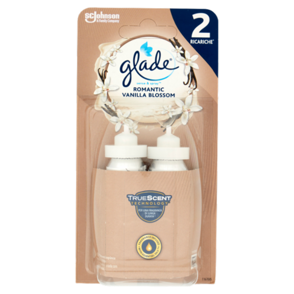 Glade Sense&Spray Doppia Ricarica, Profumatore Ambienti con Sensore, Romantic Vanilla Blossom 2x18ml