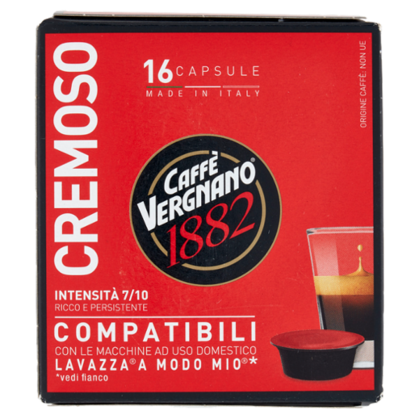 Caffè Vergnano 1882 Cremoso Capsule Compatibili Lavazza a Modo Mio* 16 x 7,5 g