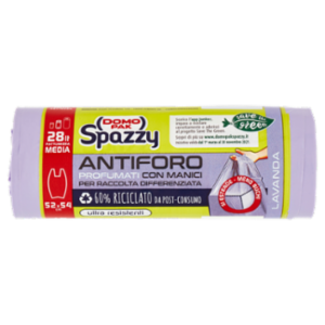 Domopak Spazzy Antiforo Profumati Con Manici 28 Lt Pattumiera Media 52x54 Cm Lavanda 15 Pz