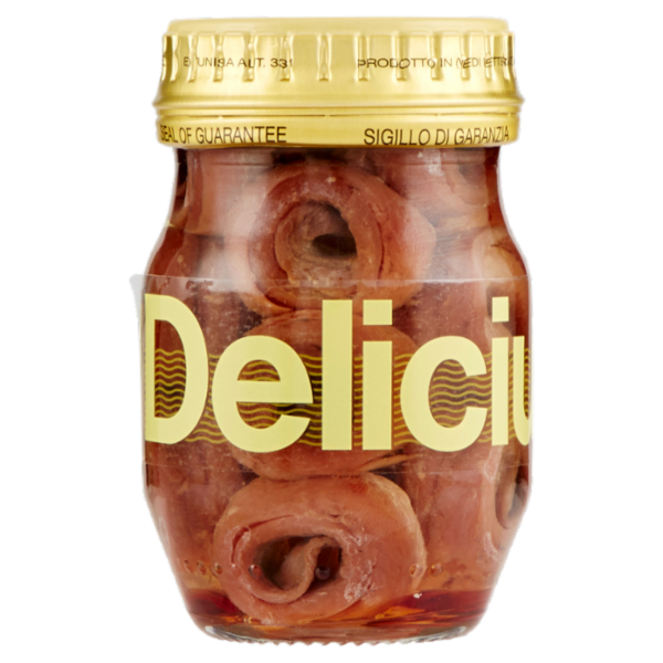 Delicius Filetti di Alici arrotolati in olio di oliva (43%) 90 g