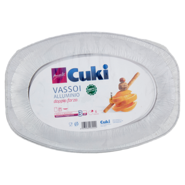 Cuki Presenta Vassoi Alluminio doppia forza 6 Porzioni 3 pz