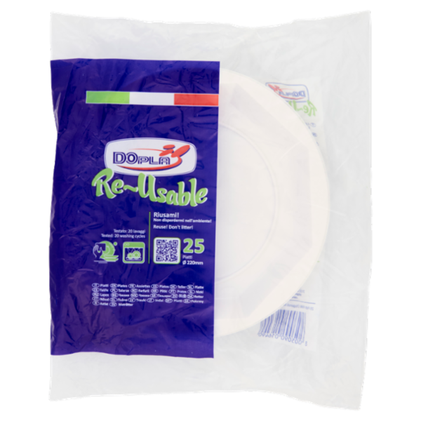 DOpla Re-Usable Piatti Piani Ottagonali Ø 220mm 25 pz