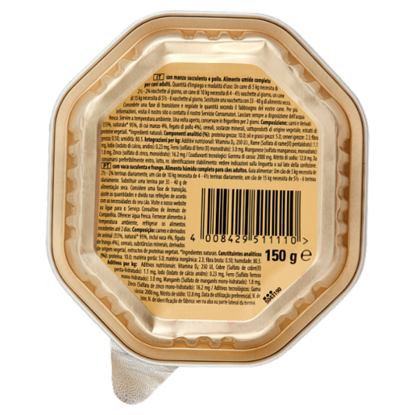 Cesar Ricette Classiche Cibo Umido Cane in Vaschetta con Manzo Succulento e Pollo 150 g