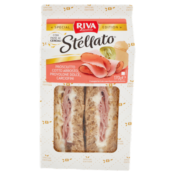 Riva Stellato Tramezzino Prosciutto Cotto Arrosto, Provolone Dolce, Carciofini 170 g