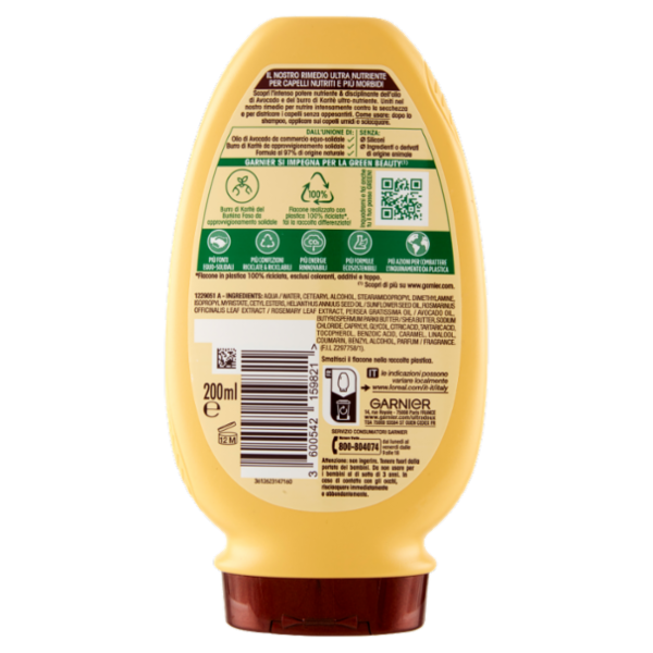 Garnier Ultra Dolce Balsamo all'olio di Avocado e burro di Karité per capelli ricci, 200 ml