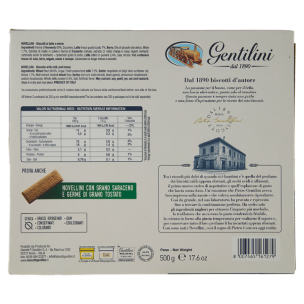 Gentilini Novellini al latte e miele 2 x 250 g