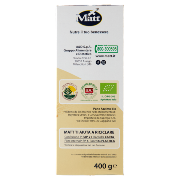 Matt Pane Azzimo Bio 400 g