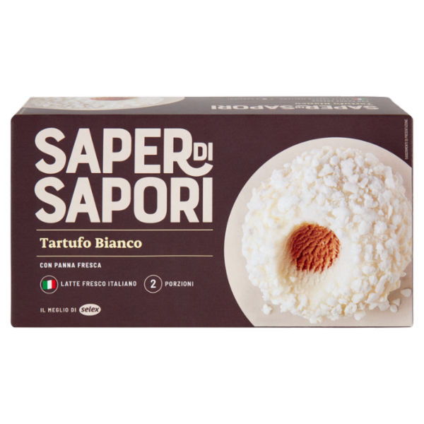 Selex Saper di Sapori 2 Tartufi Bianchi di Gelato Panna Ripieno di Caffé 100% Arabica 2 x 80 g