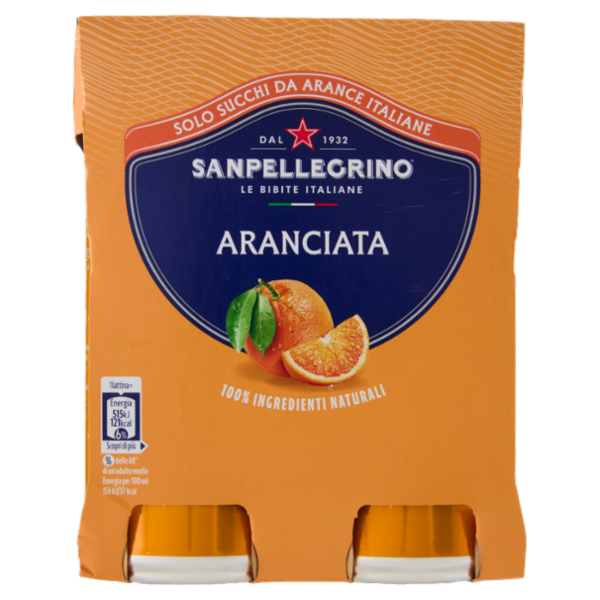 BIBITE SANPELLEGRINO, Bevanda Gassata, Aranciata, Lattina - 4 x330ml