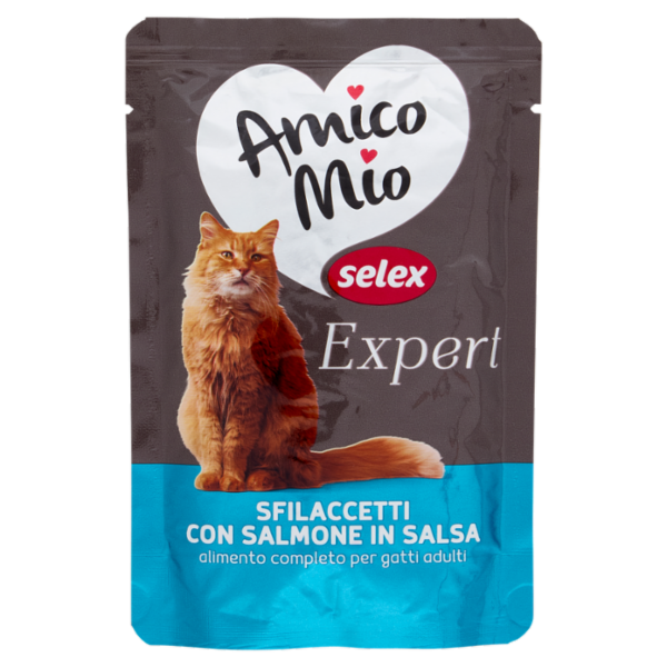 Selex Amico Mio Expert Gatto Sfilaccetti con Salmone in Salsa 85 g