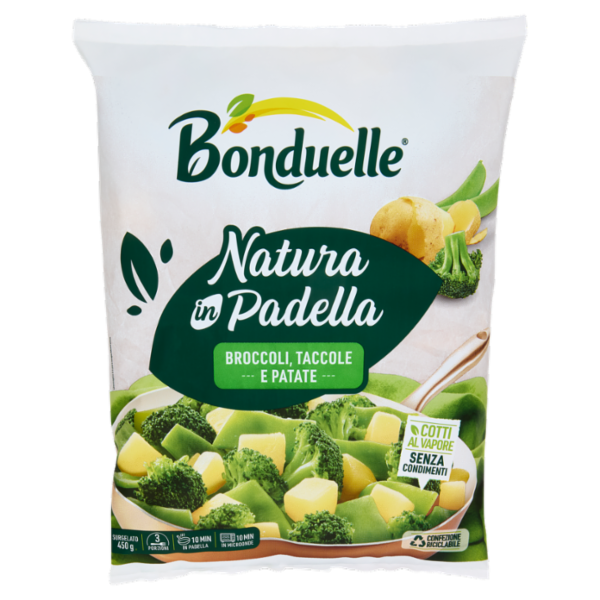 Bonduelle Natura in Padella Broccoli, Taccole e Patate Surgelato 450 g