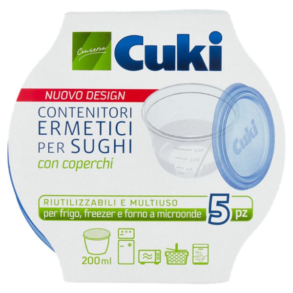 Cuki Conserva Contenitori Ermetici per Sughi con coperchi 200 ml 5 pz
