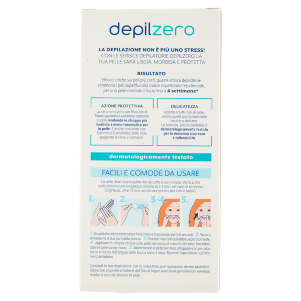 depilzero Strisce Depilatorie Viso e Bikini 20 Strisce + 4 salviettine