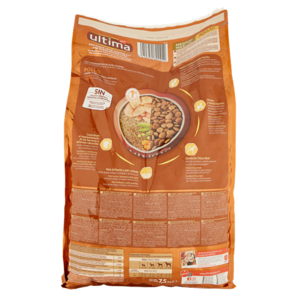 ultima Dog Medium Maxi +10kg Adulto 1-7 Anni Pollo 7,5 kg