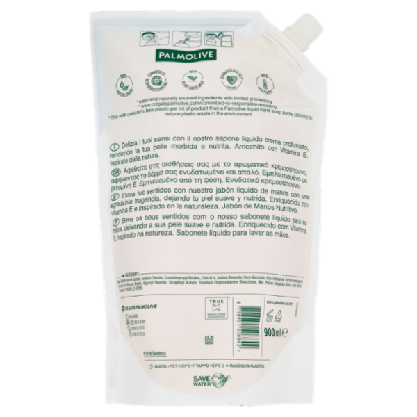 Palmolive ricarica sapone liquido mani Naturals Latte e Miele 900 ml