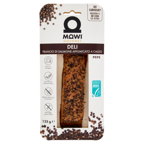 Mowi Gourmet Deli Trancio di Salmone Affumicato a Caldo Pepe 125 g