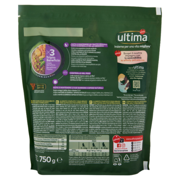 ultima Cat Sterilizzati Adulto 1-10 Anni con Pollo 750 g