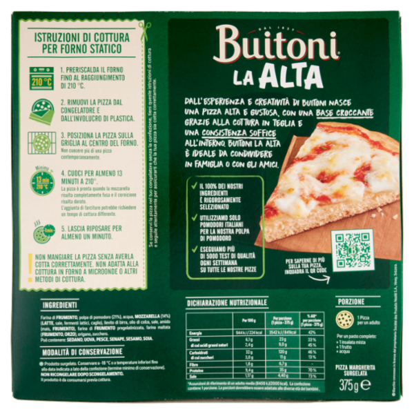 Buitoni La Alta Pizza margherita surgelata 375g