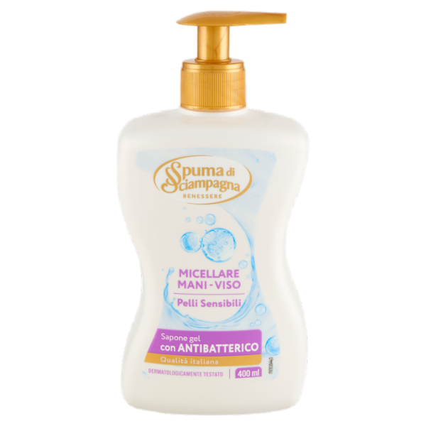 Spuma di Sciampagna Benessere Sapone gel Micellare Mani-Viso Pelli Sensibili 400 ml
