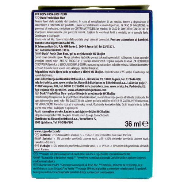 Duck Fresh Discs Blue - Base per Dischi Gel Igienizzanti WC, Frargranza Brezza Marina 36ml