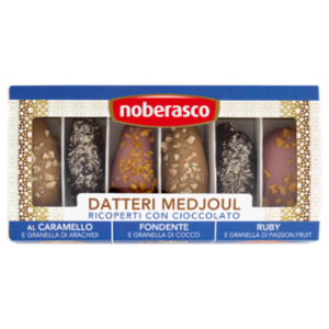 Noberasco Datteri Medjoul Ricoperti Di Cioccolato Al Caramello, Fondente, Ruby 150 g