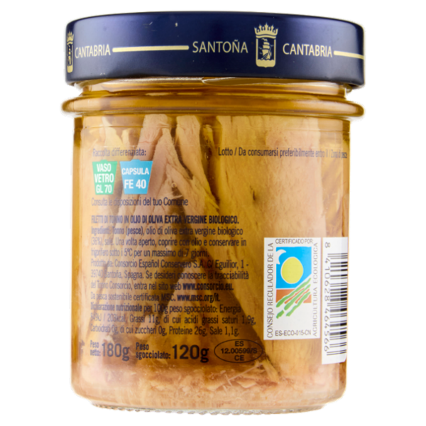 Consorcio Filetti di Tonno in Olio di Oliva Extra Vergine Bio 180 g