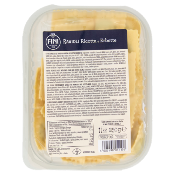 Fini Antica Bottega Ravioli Ricotta e Erbette 250 g