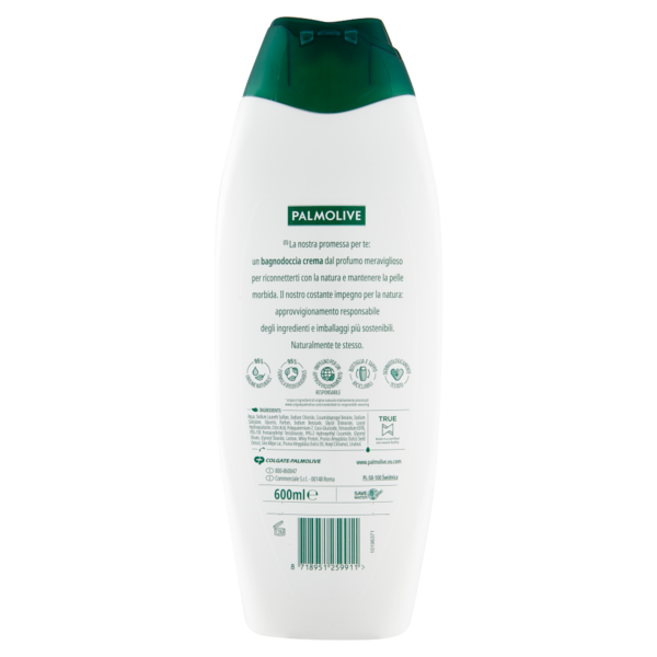 Palmolive bagnoschiuma Naturals Mandorla e Latte, idratante 600ml