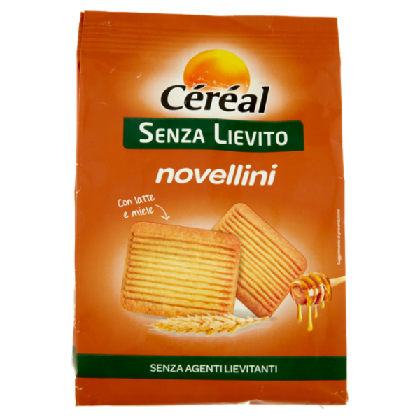 Céréal biscotti Novellini Senza Lievito, con latte e miele, frollini senza Agenti Lievitanti - 250 g