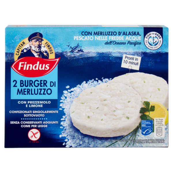 Capitan Findus 2 Burger di Merluzzo con prezzemolo e limone 170 g