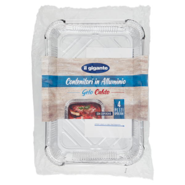 IL GIGANTE Contenitori in Alluminio Gelo Caldo 6 Porzioni 4 pz