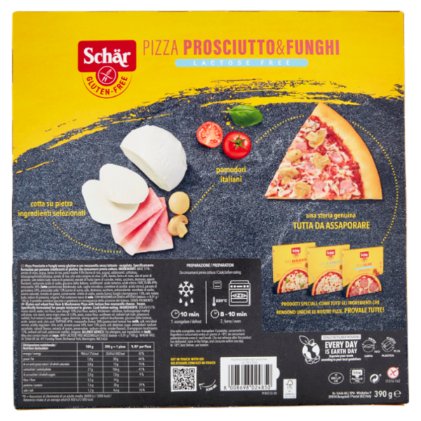 Schär Pizza Prosciutto & Funghi Lactose Free 390 g
