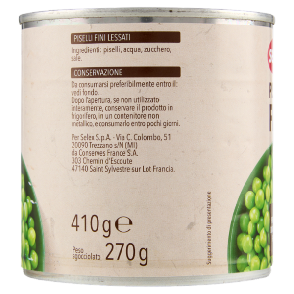 Selex Piselli Fini Lessati 410 g