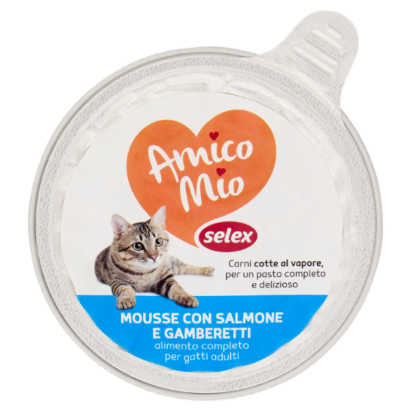 Selex Amico Mio Mousse per Gatto con Salmone e Gamberetti 85 g