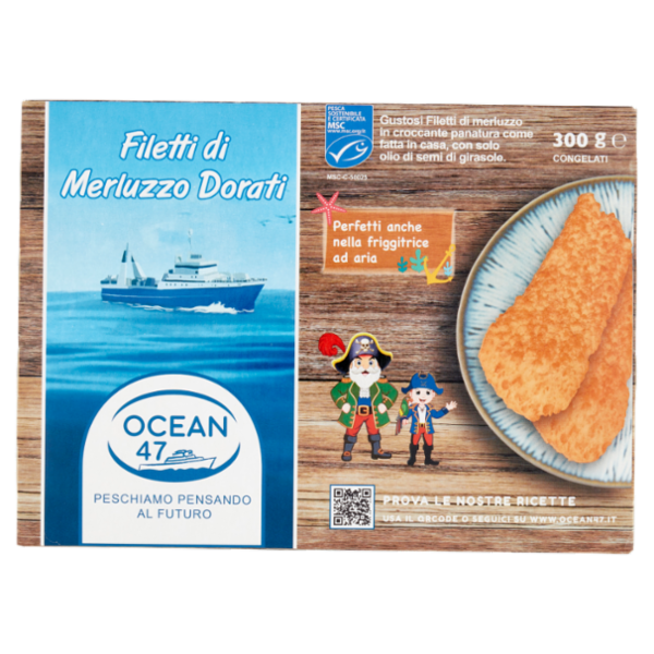 Ocean 47 Filetti di Merluzzo Dorati Congelati 300 g