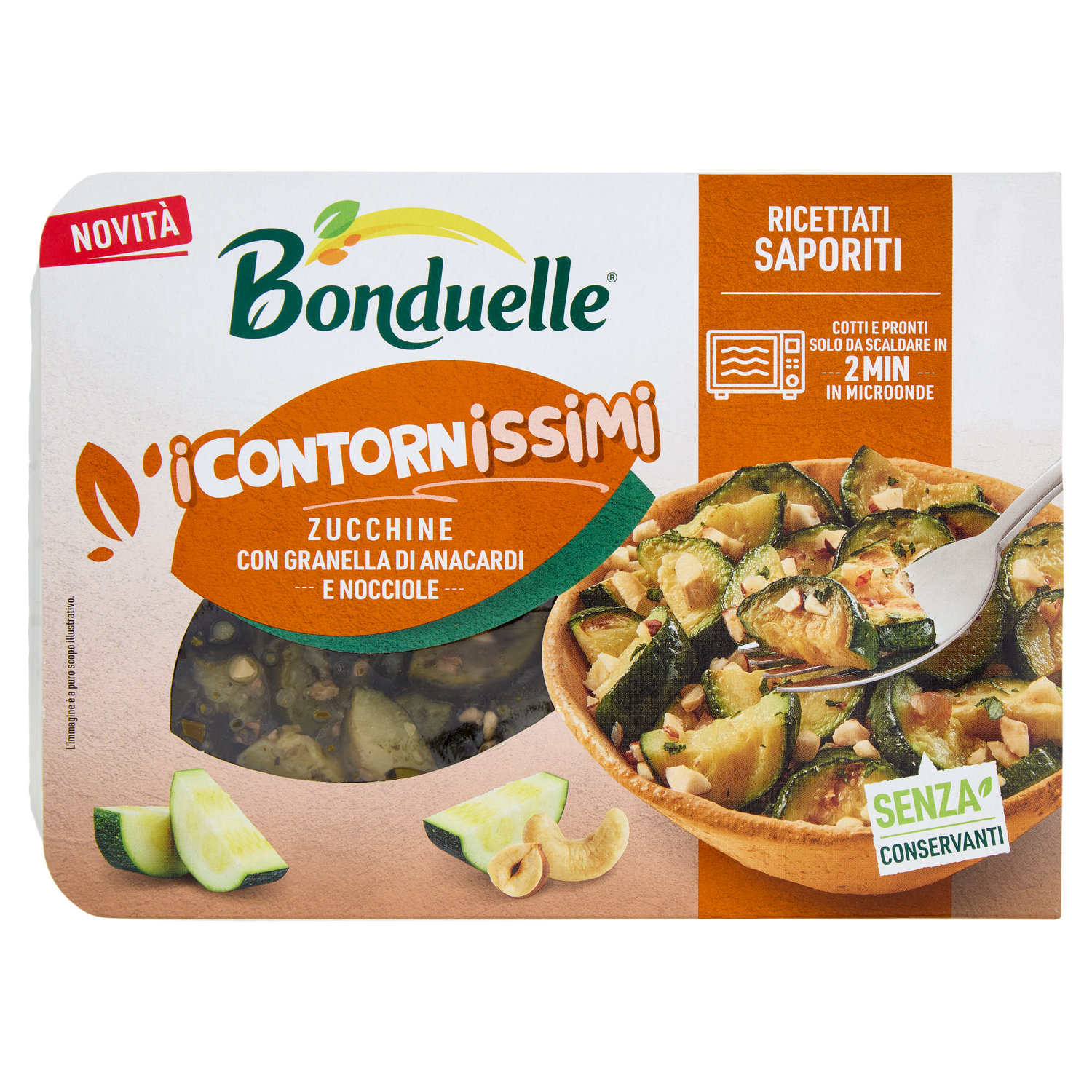 Bonduelle i Contornissimi Ricettati Saporiti Zucchine con Granella di Anacardi e Nocciole 220 g - Bonduelle