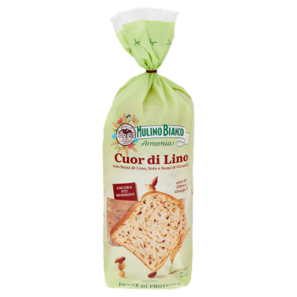 Mulino Bianco Armonia Cuor di Lino Pane Semi di Lino, Soia, Semi di Girasole Fonte di Proteine 400g