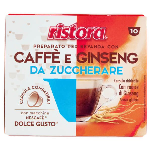 ristora Caffè e Ginseng da Zuccherare Capsule Compatibili con Macchine Nescafè Dolce Gusto 10 x 11 g