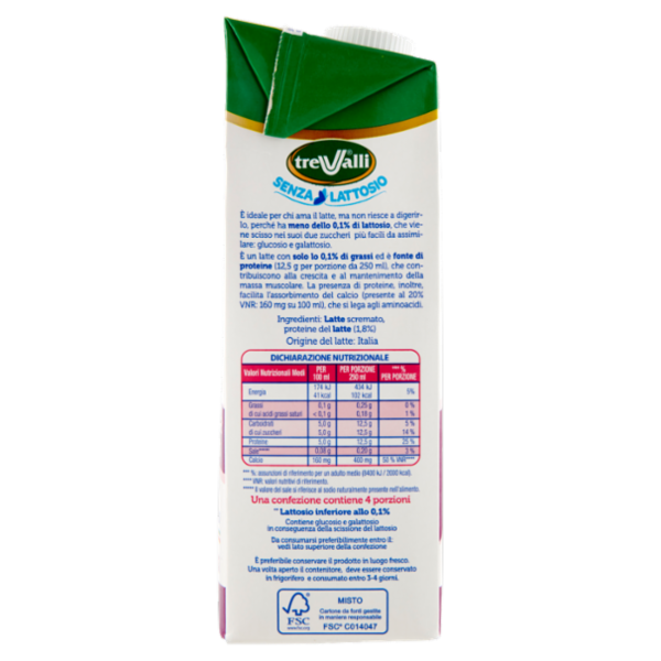 treValli Latte Alta Digeribilità Senza Grassi Vivi Forte 1000 ml