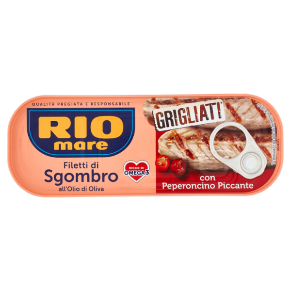 Rio mare Filetti di Sgombro all'Olio di Oliva con Peperoncino Piccante Grigliati* 120 g