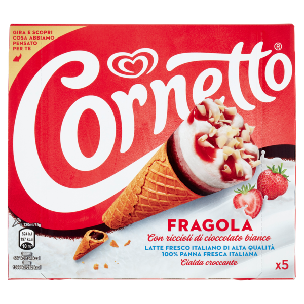 Cornetto Fragola 5 x 75 g