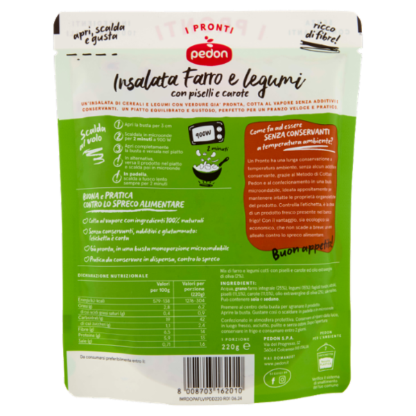 pedon I Pronti Insalata Farro e legumi 220 g