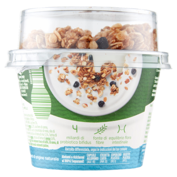 ACTIVIA Mix&Go con Probiotico Bifidus, 0% Grassi, Yogurt con Muesli, Nocciola, Mirtillo, Semi 170g