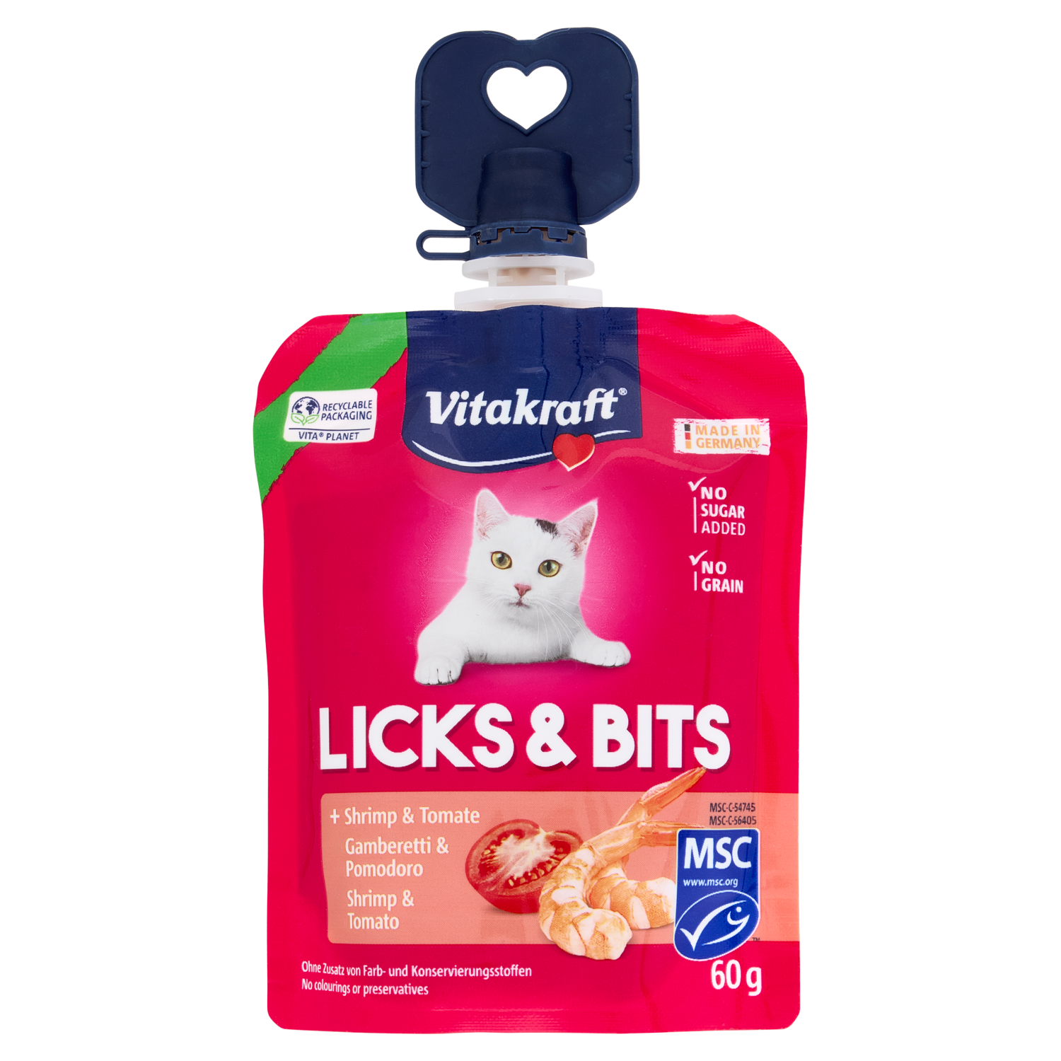 Vitakraft Licks & Bits Gamberetti & Pomodoro 60 g