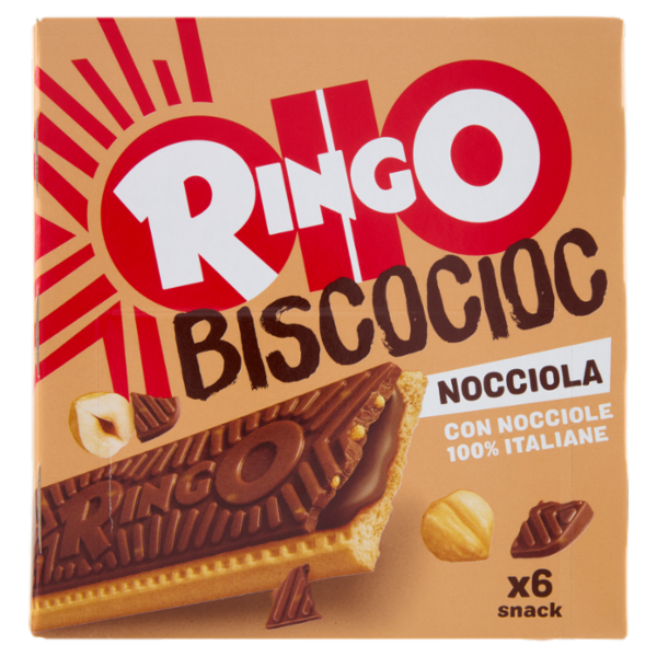 Ringo Snack Biscocioc con Nocciole 100% Italiane e Cereali Croccanti 6 porzioni 162g