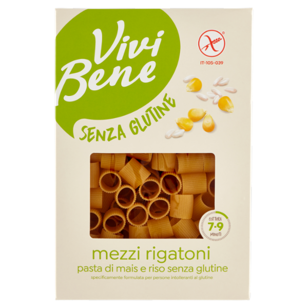 Vivi Bene Senza Glutine Pasta di Mais e Riso Mezzi Rigatoni Senza Glutine 400 g