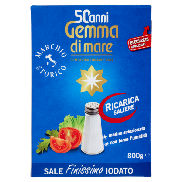 Gemma di mare Ricarica Saliere Sale Finissimo Iodato 800 g
